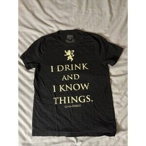 Game Of Thrones T-Shirt Mens Black I Drink And I Know Things Size Medium